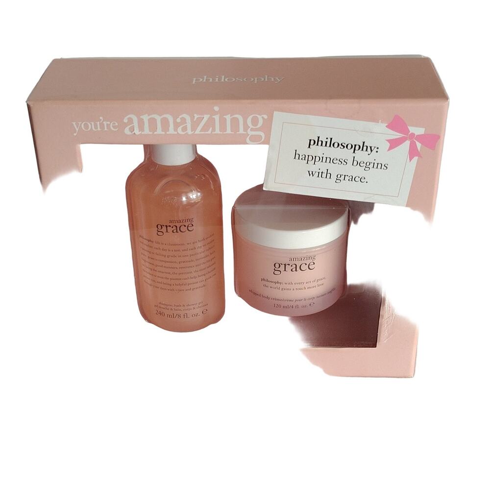 Philosophy Amazing Grace Gift Set 2 pc 8/4 oz Hydrating Shower Gel & Body Creme - Picture 2 of 12
